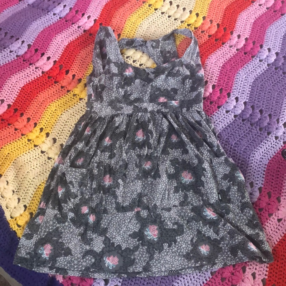 Vans black gray mini dress shirt open back Med